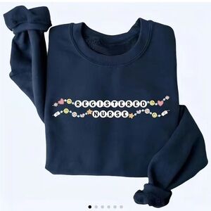 Blue Crewneck Sweatshirt with Decorative Pattern